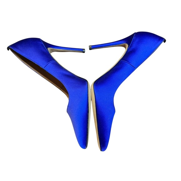 SJP Fawn SA Shoes Womens Size 6 Blue Satin Pointed Toe Stiletto Heels Pumps - Picture 4 of 12